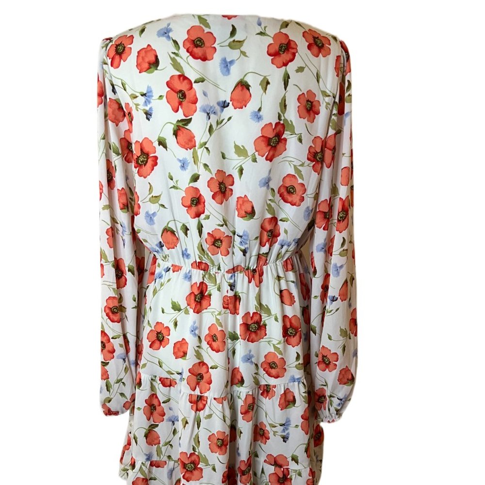 Forever 21 Floral Long Sleeve Tiered-Hem Mini Dress Size Medium - Picture 9 of 12